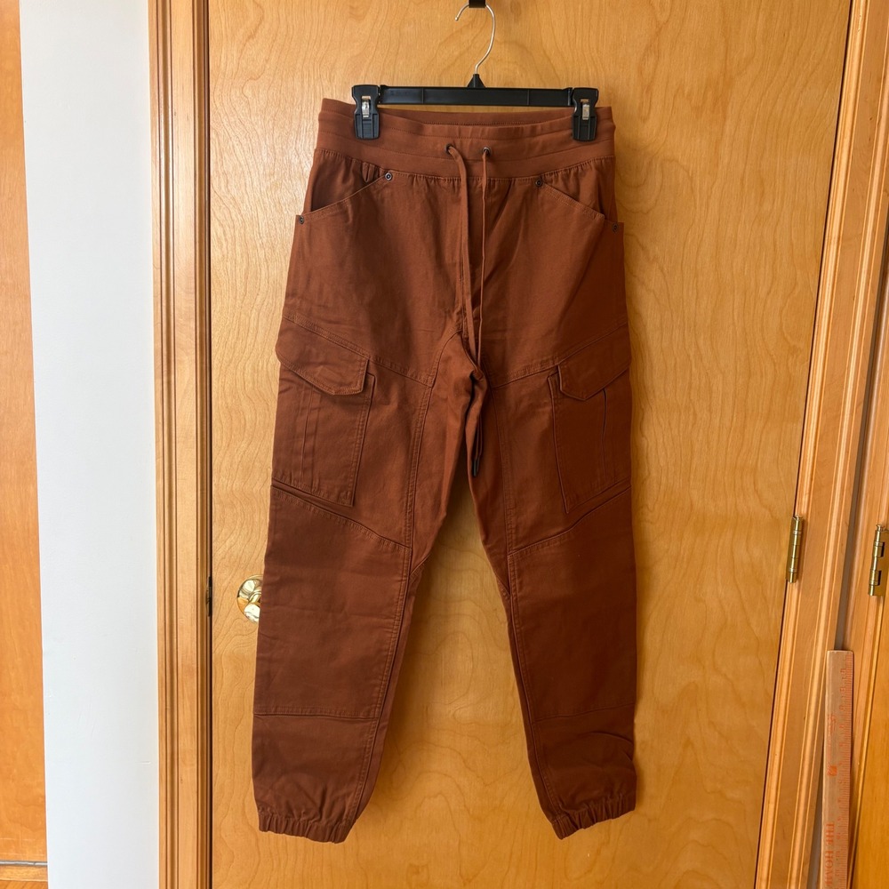 Duluth Trading Fire Hose Joggers Women 4 Regular Brown Canvas Drawstring Pants